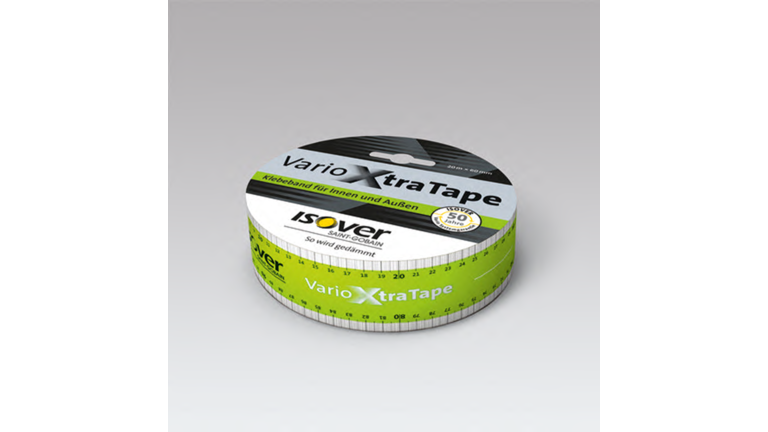 Das Produkt ISOVER Vario XtraTape in einen grünen und grauweißen Verpackung